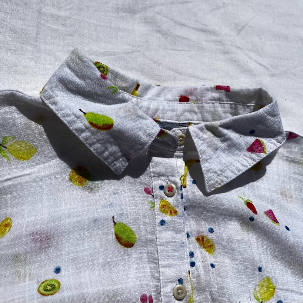 Merona White Fruit Print Short Sleeve Blouse - Picture 4 of 6